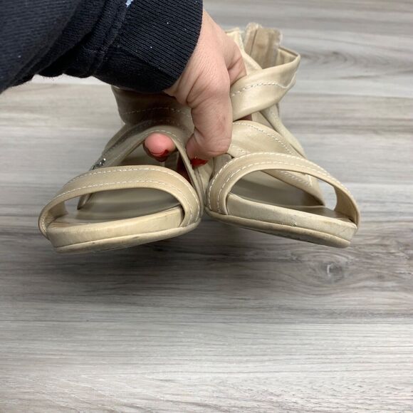 Nero Giardini Block Heels Strappy Beige Back Zip Women’s Shoes Size EU 38 US 7.5 - Picture 6 of 12